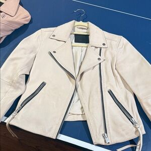 Allsaints Women's Cream Leather Jacket
